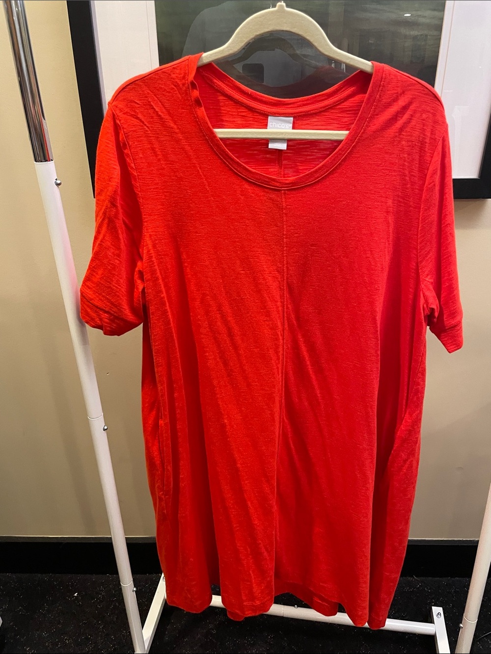 Chico's 3. Vibrant Red Scoop Neck Tunic Top